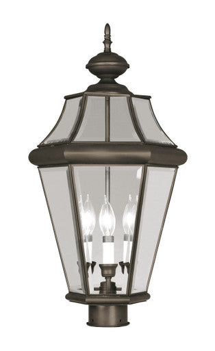 Livex Lighting Georgetown Collection 3 Light Bronze Outdoor Post Lantern in Bronze 2364-07