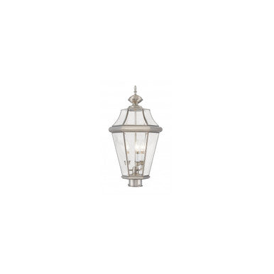 Livex Lighting Georgetown Collection 3 Light BN Outdoor Post Lantern in Brushed Nickel 2364-91