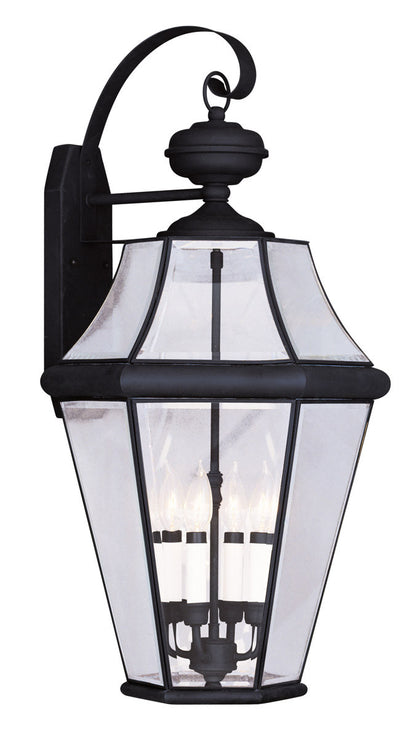 Livex Lighting Georgetown Collection 4 Light Black Outdoor Wall Lantern in Black 2366-04