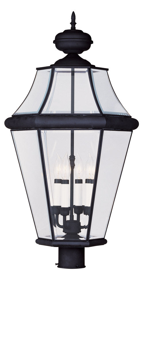 Livex Lighting Georgetown Collection 4 Light Black Outdoor Post Lantern in Black 2368-04