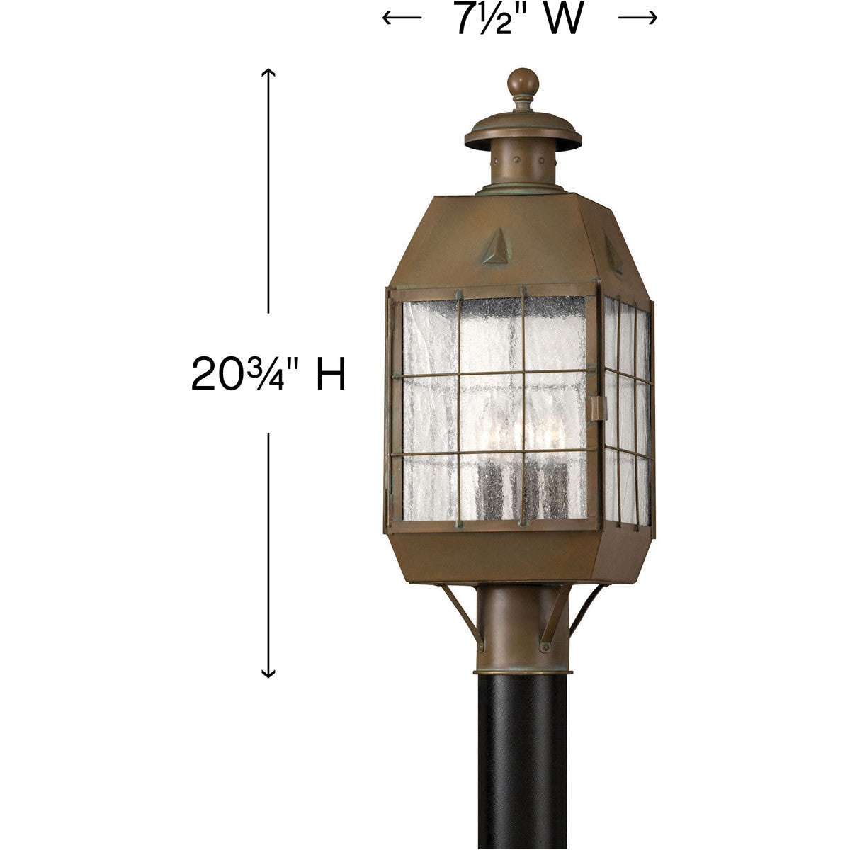 Hinkley Lighting Nantucket Large Post Top or Pier Mount Lantern Aged Brass 2371AS