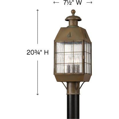 Hinkley Lighting Nantucket Large Post Top or Pier Mount Lantern Aged Brass 2371AS