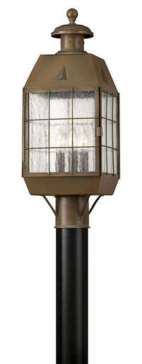 Hinkley Lighting Nantucket Large Post Top or Pier Mount Lantern Aged Brass 2371AS