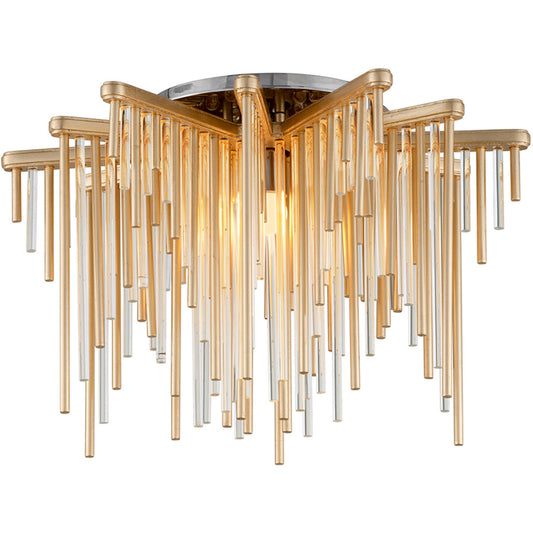 Corbett Lighting Theory Semi Flush in Gold Leaf W Polished Stainless 238-31