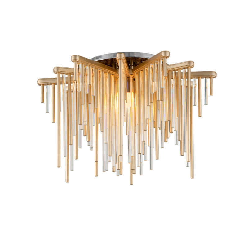 Corbett Lighting Theory Semi Flush in Gold Leaf W Polished Stainless 238-31