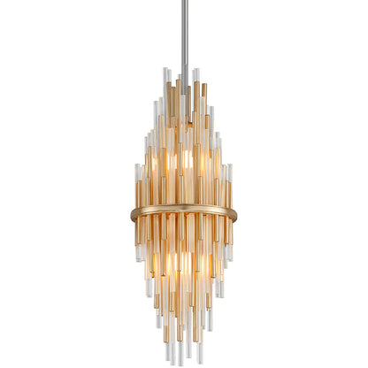 Corbett Lighting Theory Pendant in Gold Leaf W Polished Stainless 238-41