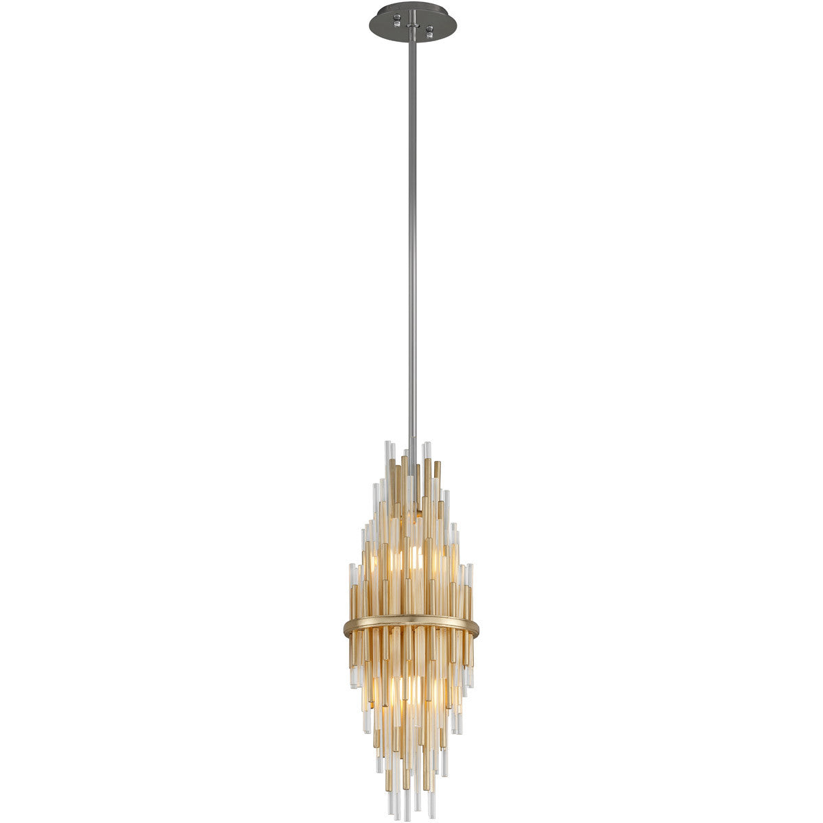 Corbett Lighting Theory Pendant in Gold Leaf W Polished Stainless 238-41