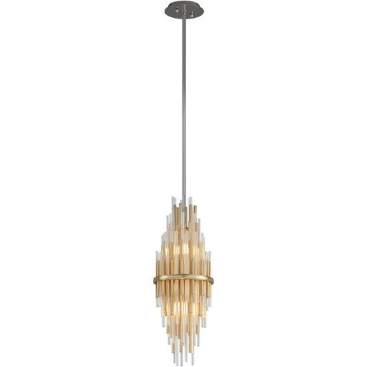 Corbett Lighting Theory Pendant in Gold Leaf W Polished Stainless 238-41