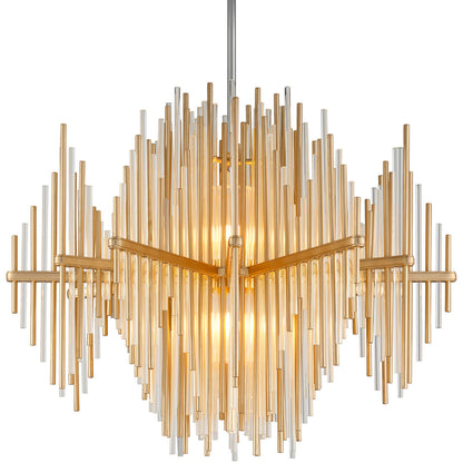 Corbett Lighting Theory Chandelier in Gold Leaf W Polished Stainless 238-43