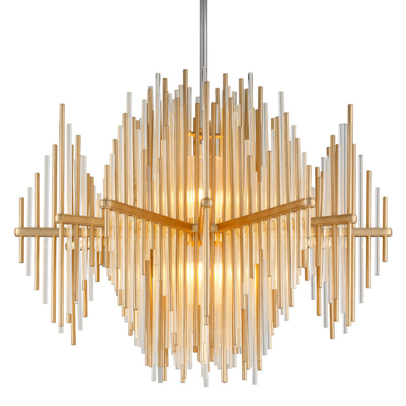 Corbett Lighting Theory Chandelier in Gold Leaf W Polished Stainless 238-43