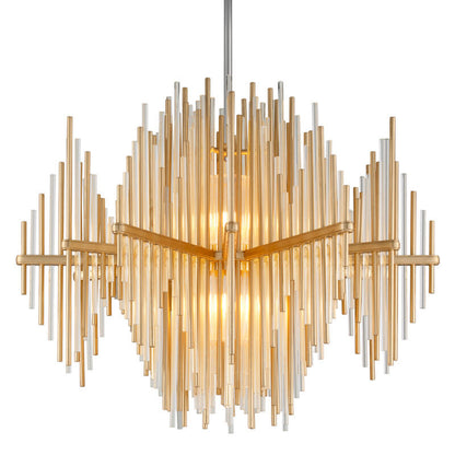 Corbett Lighting Theory Chandelier in Gold Leaf W Polished Stainless 238-43