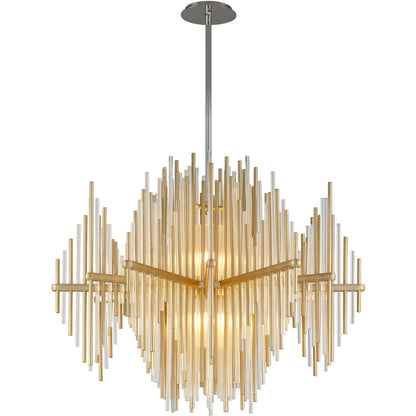 Corbett Lighting Theory Chandelier in Gold Leaf W Polished Stainless 238-43