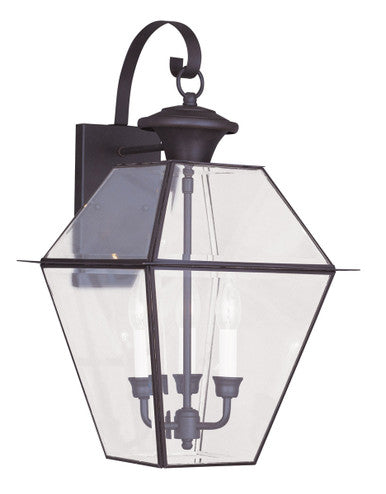 Livex Lighting Westover Collection 3 Light Bronze Outdoor Wall Lantern in Bronze 2381-07