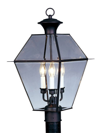 Livex Lighting Westover Collection 3 Light Black Outdoor Post Lantern in Black 2384-04