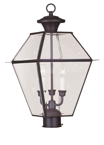 Livex Lighting Westover Collection 3 Light Bronze Outdoor Post Lantern in Bronze 2384-07