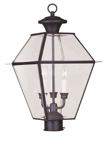 Livex Lighting Westover Collection 3 Light Bronze Outdoor Post Lantern in Bronze 2384-07