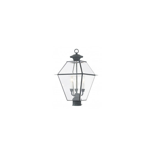 Livex Lighting Westover Collection 3 Light Charcoal Outdoor Post Lantern in Charcoal 2384-61