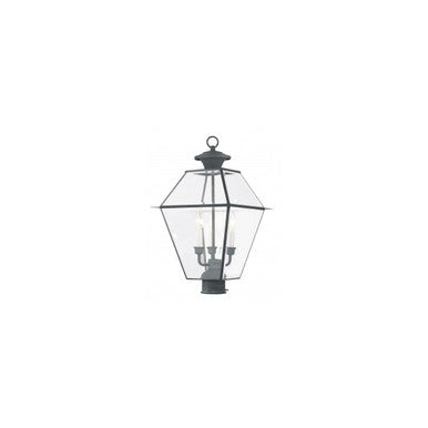 Livex Lighting Westover Collection 3 Light Charcoal Outdoor Post Lantern in Charcoal 2384-61