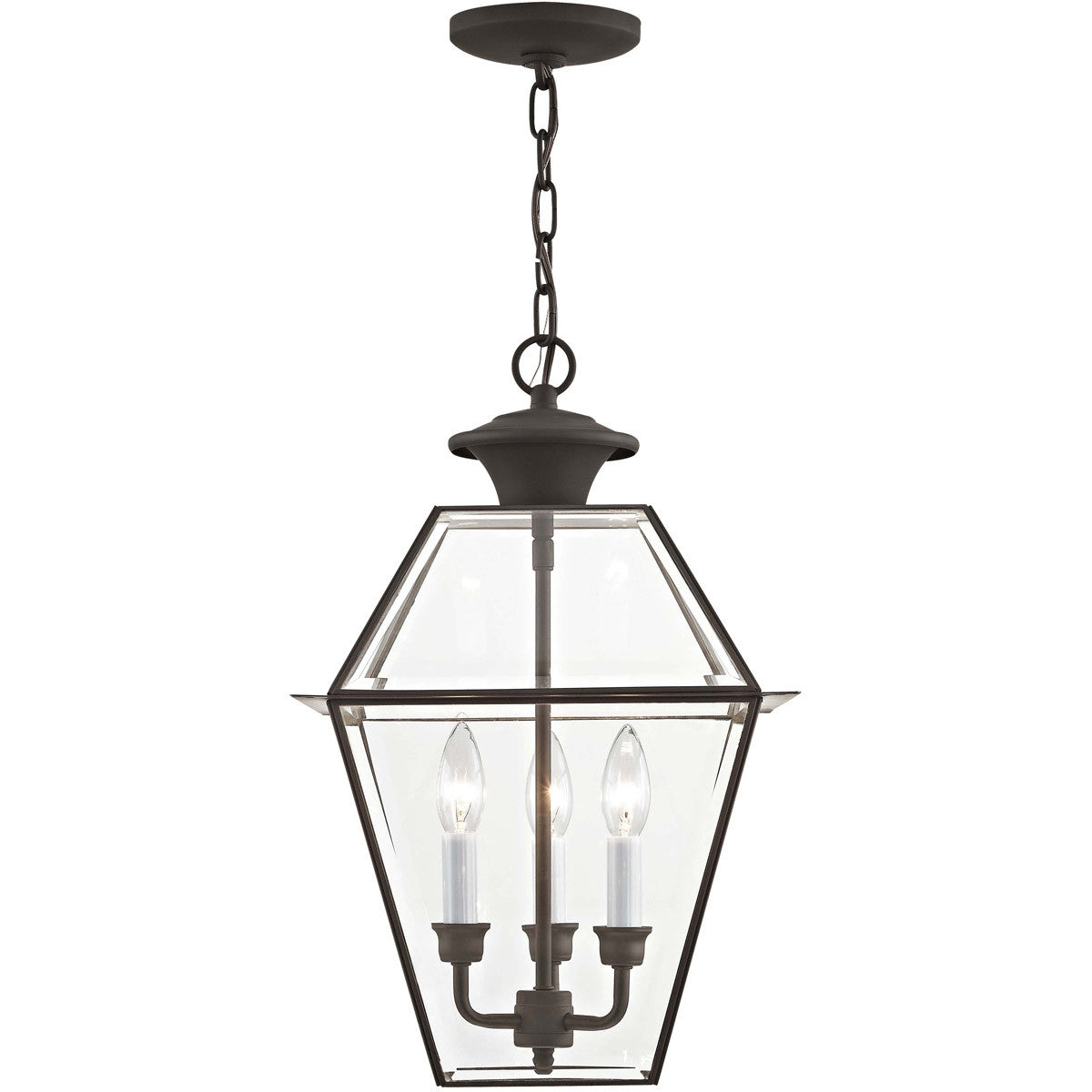 Livex Lighting Westover Collection 3 Light Bronze Outdoor Chain Lantern  in Bronze 2385-07