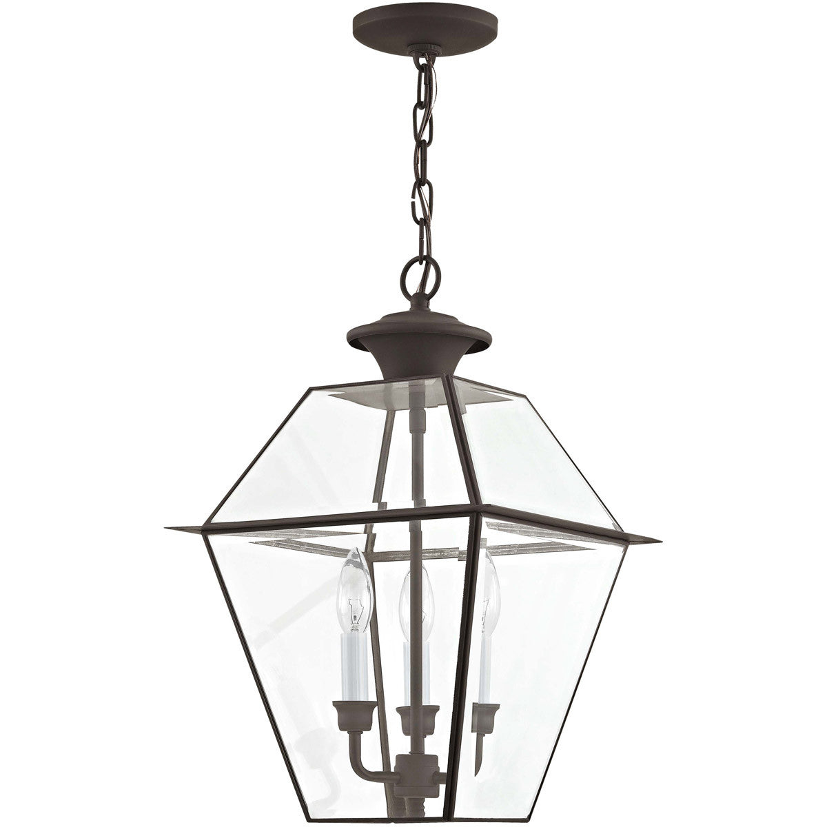 Livex Lighting Westover Collection 3 Light Bronze Outdoor Chain Lantern  in Bronze 2385-07