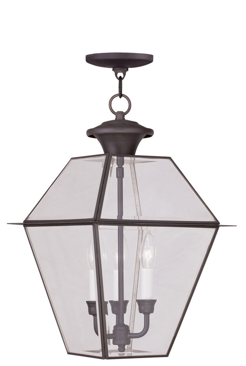 Livex Lighting Westover Collection 3 Light Bronze Outdoor Chain Lantern  in Bronze 2385-07