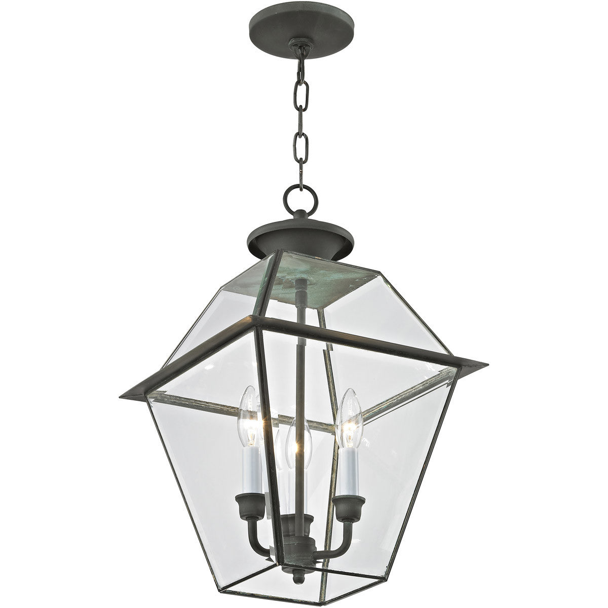 Livex Lighting Westover Collection 3 Light Charcoal Outdoor Chain Lantern  in Charcoal 2385-61