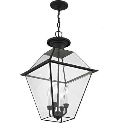 Livex Lighting Westover Collection 4 Light Black Outdoor Chain Lantern  in Black 2387-04