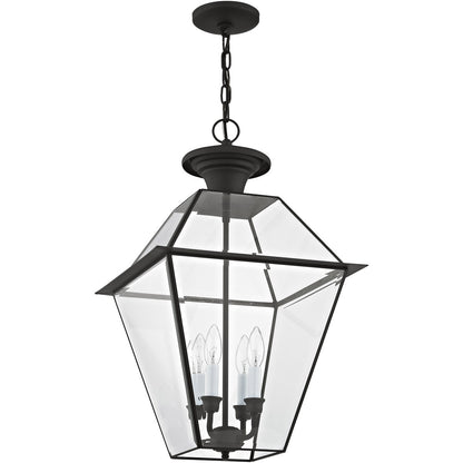 Livex Lighting Westover Collection 4 Light Black Outdoor Chain Lantern  in Black 2387-04