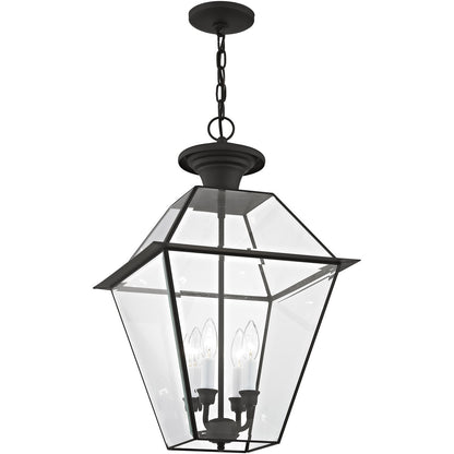 Livex Lighting Westover Collection 4 Light Black Outdoor Chain Lantern  in Black 2387-04