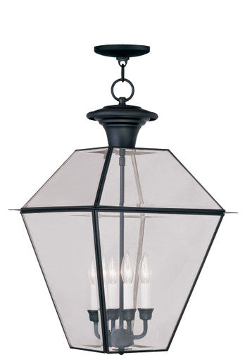 Livex Lighting Westover Collection 4 Light Black Outdoor Chain Lantern  in Black 2387-04