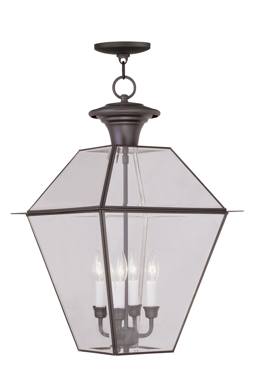 Livex Lighting Westover Collection 4 Light Bronze Outdoor Chain Lantern  in Bronze 2387-07