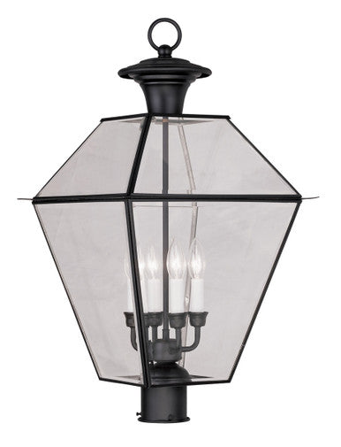 Livex Lighting Westover Collection 4 Light Black Outdoor Post Lantern in Black 2388-04