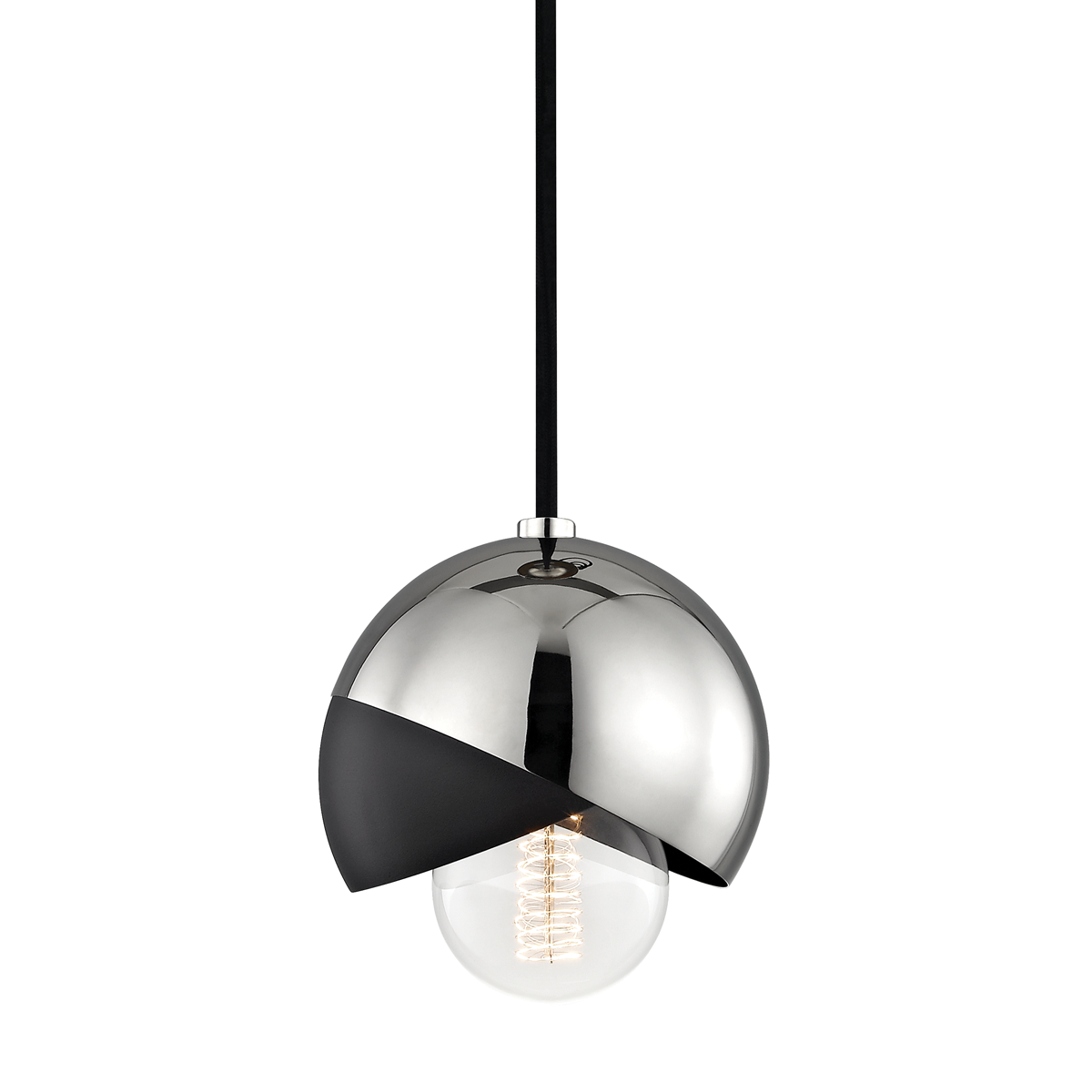 Mitzi 1 Light Pendant in Polished Nickel/Black H168701-PN/BK