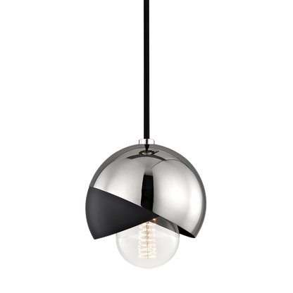 Mitzi 1 Light Pendant in Polished Nickel/Black H168701-PN/BK