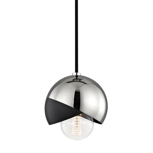 Mitzi 1 Light Pendant in Polished Nickel/Black H168701-PN/BK