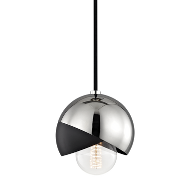 Mitzi 1 Light Pendant in Polished Nickel/Black H168701-PN/BK