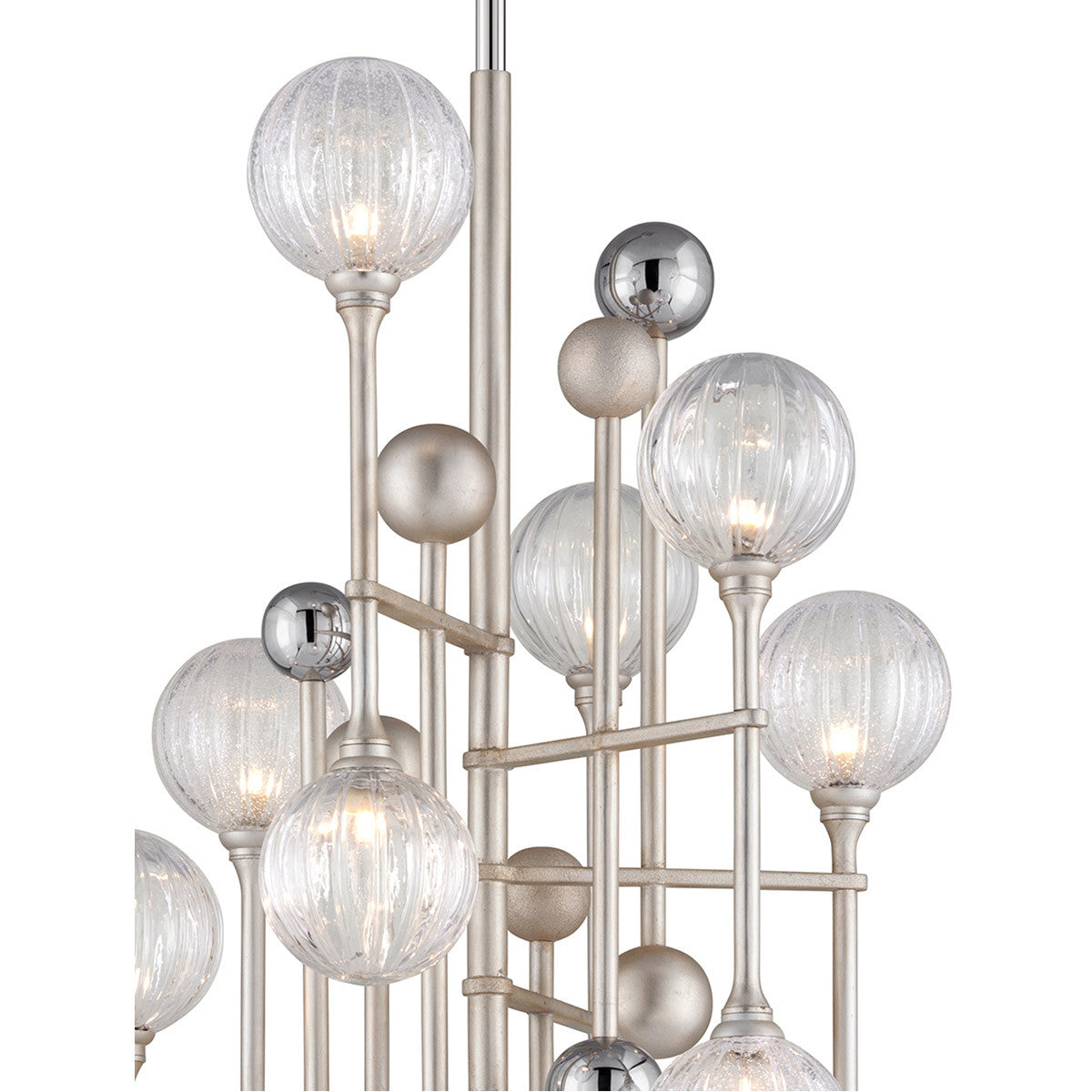 Corbett Lighting Majorette Chandelier in Silver Leaf W Polished Chrome 241-012