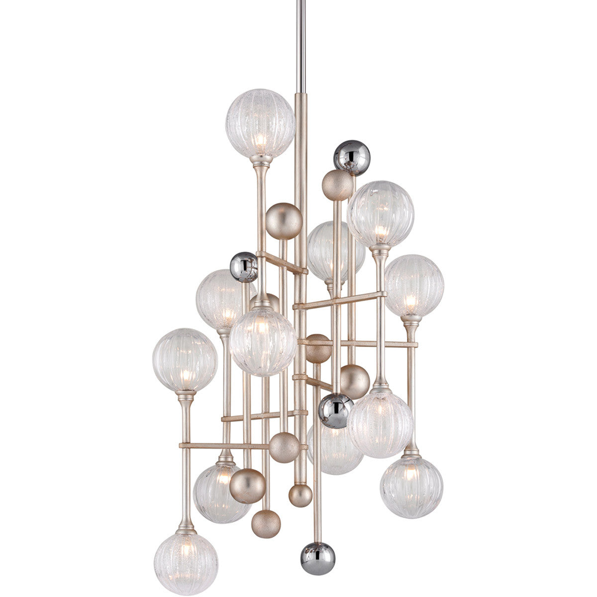 Corbett Lighting Majorette Chandelier in Silver Leaf W Polished Chrome 241-012