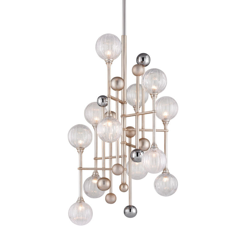 Corbett Lighting Majorette Chandelier in Silver Leaf W Polished Chrome 241-012