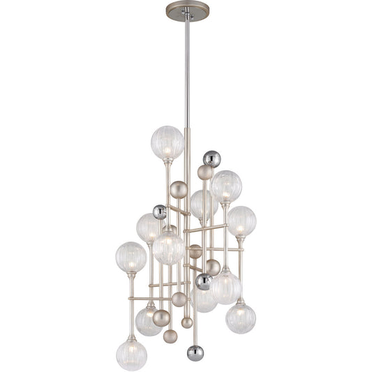 Corbett Lighting Majorette Chandelier in Silver Leaf W Polished Chrome 241-012