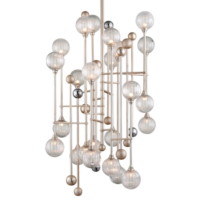 Corbett Lighting Majorette Chandelier in Silver Leaf W Polished Chrome 241-024-SL/PC