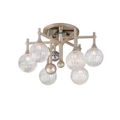 Corbett Lighting Majorette Semi Flush in Silver Leaf W Polished Chrome 241-36-SL/PC