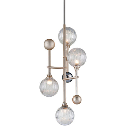 Corbett Lighting Majorette Pendant in Silver Leaf W Polished Chrome 241-44