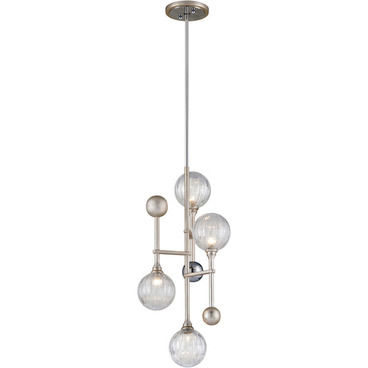 Corbett Lighting Majorette Pendant in Silver Leaf W Polished Chrome 241-44