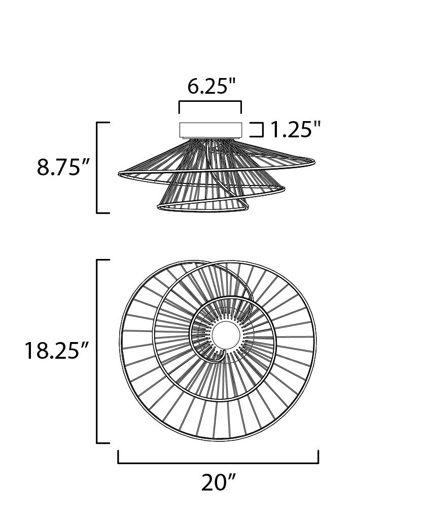 Maxim Zeta LED Flush Mount in Natural Aged Brass 24170NAB