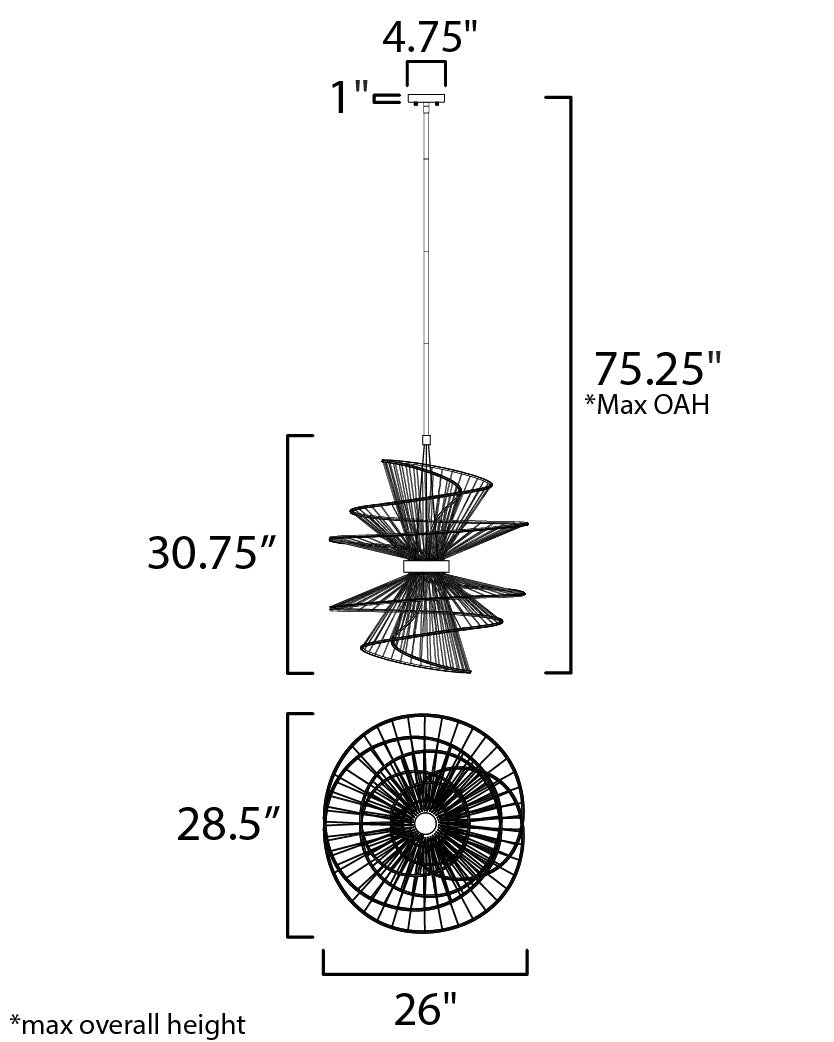 Maxim Zeta Large LED Pendant in Black 24176BK