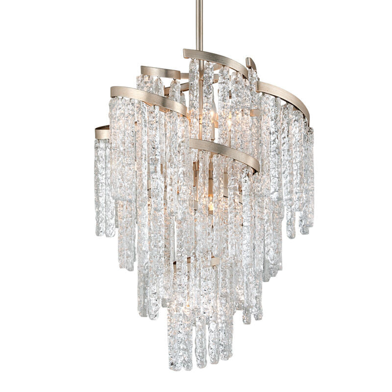 Corbett Lighting Mont Blanc Chandelier in Modern Silver Leaf 243-49