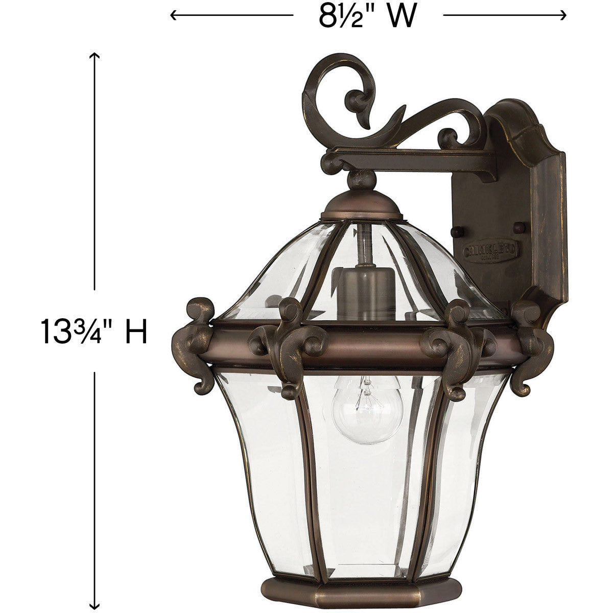 Hinkley Lighting San Clemente Small Wall Mount Lantern Copper Bronze 2440CB