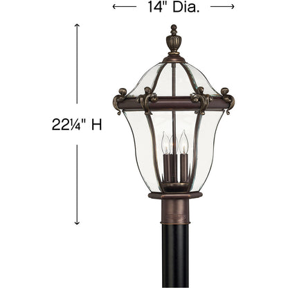 Hinkley Lighting San Clemente Large Post Top or Pier Mount Lantern Copper Bronze 2441CB