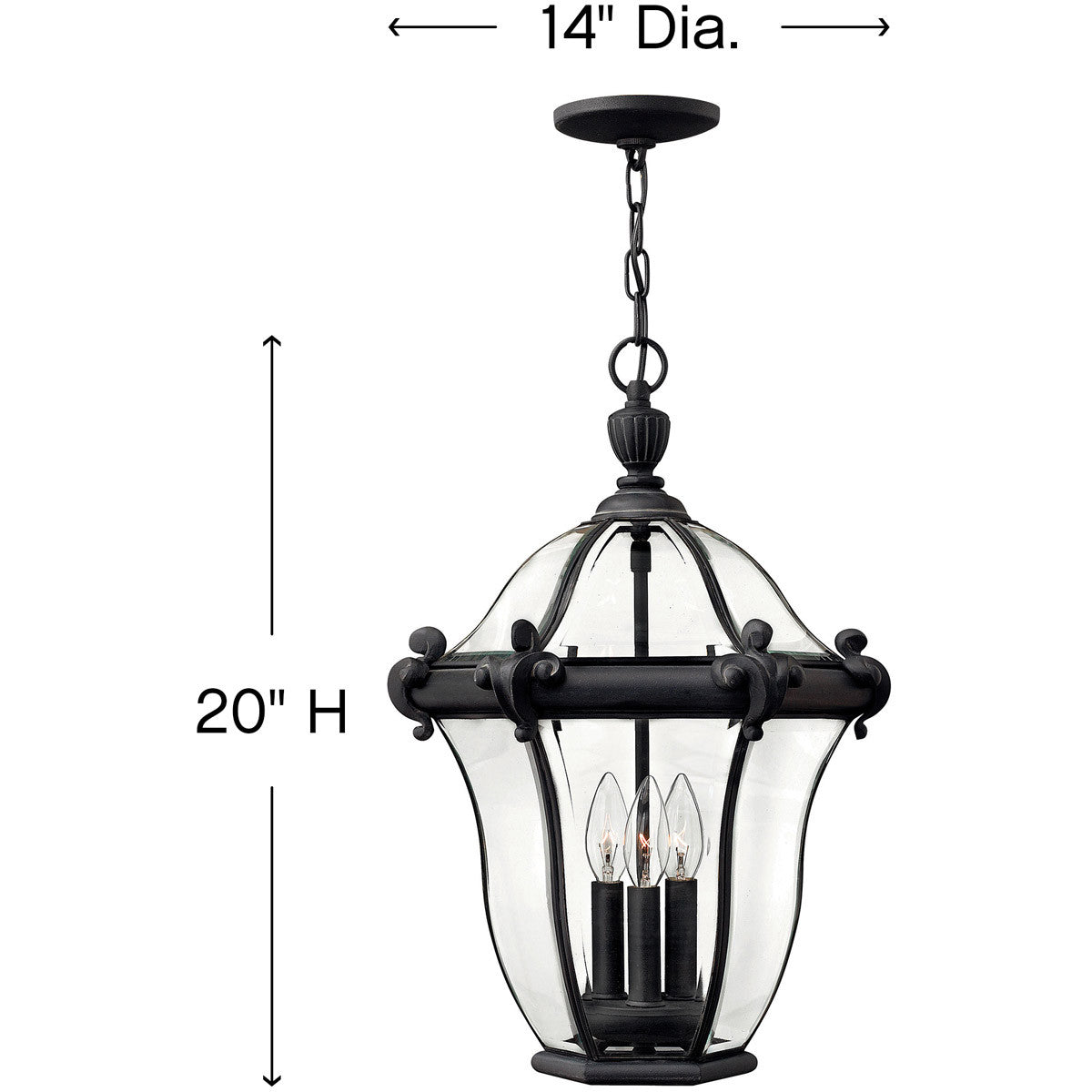 Hinkley Lighting San Clemente Large Hanging Lantern Museum Black 2442MB